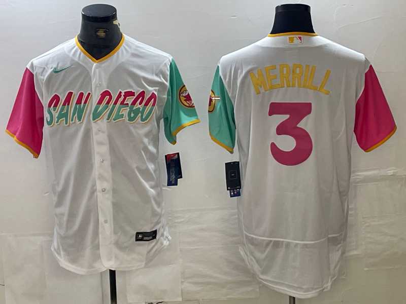 Men's San Diego Padres #3 Jackson Merrill White 2024 City Connect Flex Base Stitched Jersey,We sell and wholesale Men's San Diego Padres #3 Jackson Merrill White 2024 City Connect Flex Base Stitched Jersey on line form chian!